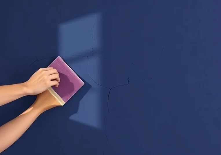 Ponçage et rebouchage des fissures avant mise en peinture